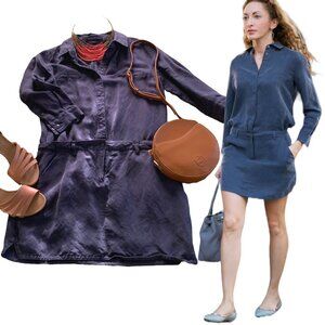 🎁 3for$30 Stella & Jamie blue tencel & linen shirtdress